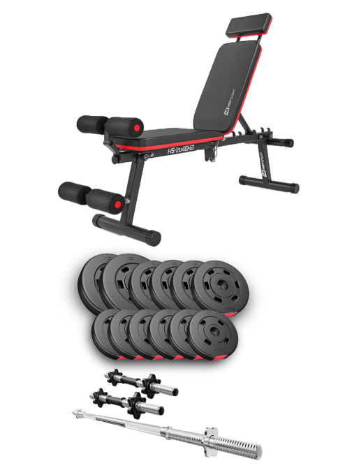 Набір Hop-Sport Premium 38кг з лавою HS-2040 HB, штангою та гантелями Киев - изображение 1