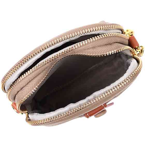 Сучасна сумка трапеція для жінок з натуральної шкіри Vintage 22271 Бежева Київ