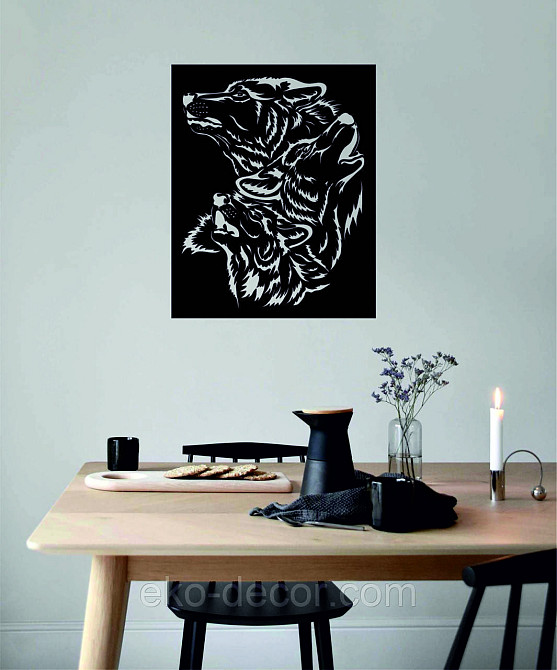 Декоративное настенное Панно «Волки» Декор на стену 90*73 см, Черный Киев - изображение 6