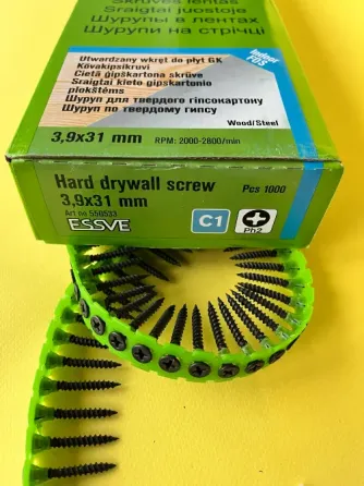 Саморізи на стрічці Essve Band 3, 9*31 мм для твердого гіпсокартону (1000 шт.) -Арт. 550533 Дніпро