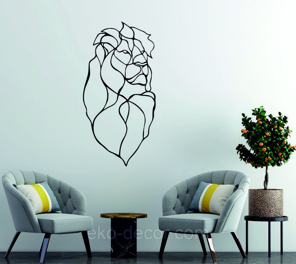 Настенный декор Панно «Лев» Декор на стену 110*50 см, Черный Киев - изображение 1