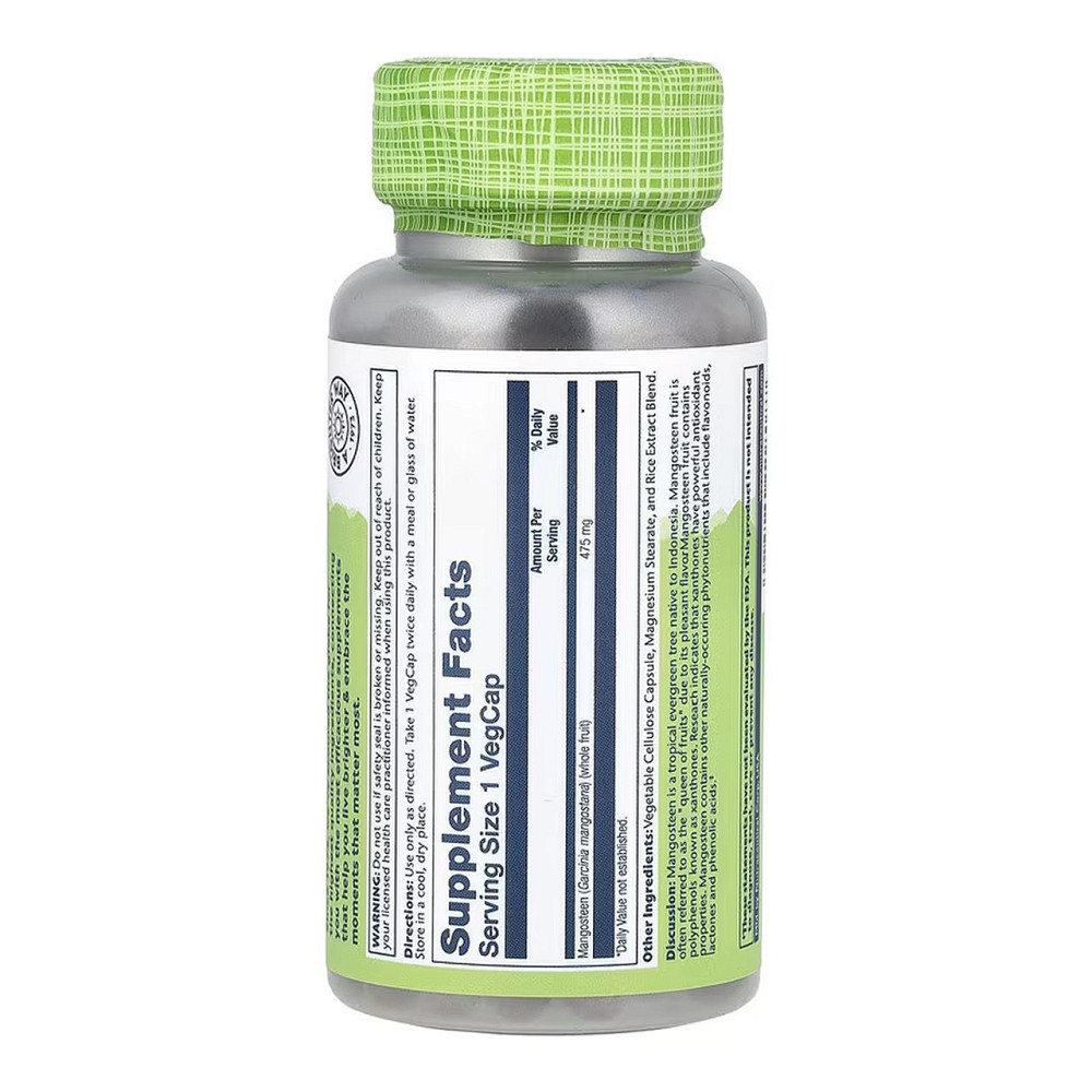 Мангостин Solaray Mangosteen Fruit 475mg 100 вег капс Киев - изображение 2