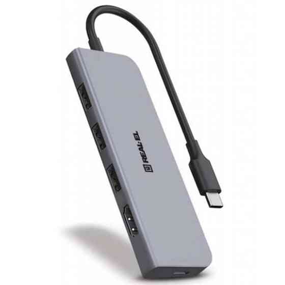 Концентратор REAL-EL CQ-700 Space Grey USB hub Харків