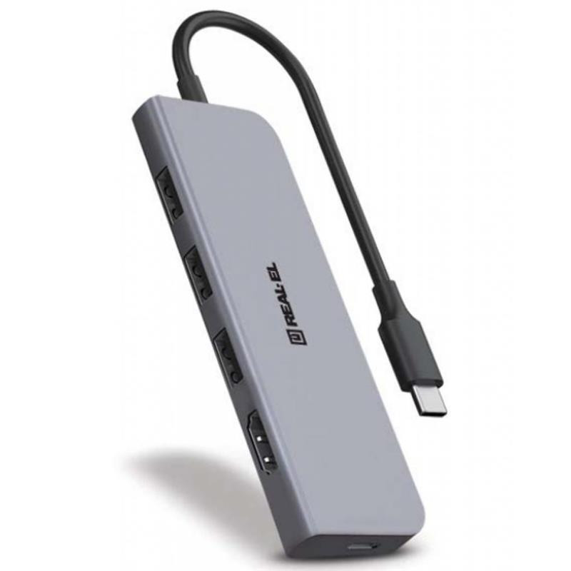 Концентратор REAL-EL CQ-700 Space Grey USB hub Харків - фото 2