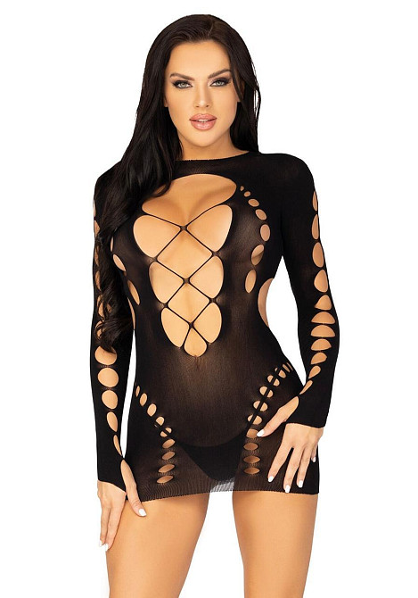 (SALE) Leg Avenue Long sleeve cut out mini dress Black O/S Sex Aura Киев - изображение 1