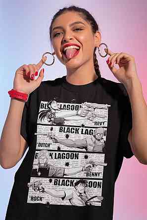 Футболка для хлопчика з аніме принтом Блакк Лагоон Оверсізед Топ оверсайз (зріст від 165 до 180) Чорний AnimeJ0305m Дніпро