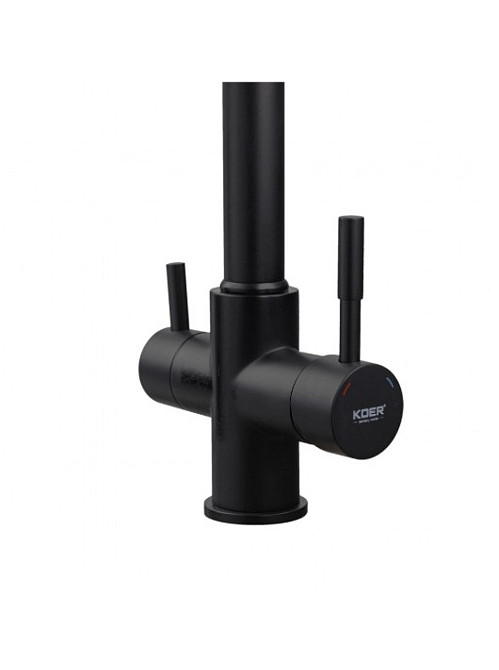 Змішувач для кухні Koer KB-72025-05 з виходом для питної води (вилив – пружина) латунь/колір чорний (KR5015) Чернівці - фото 4