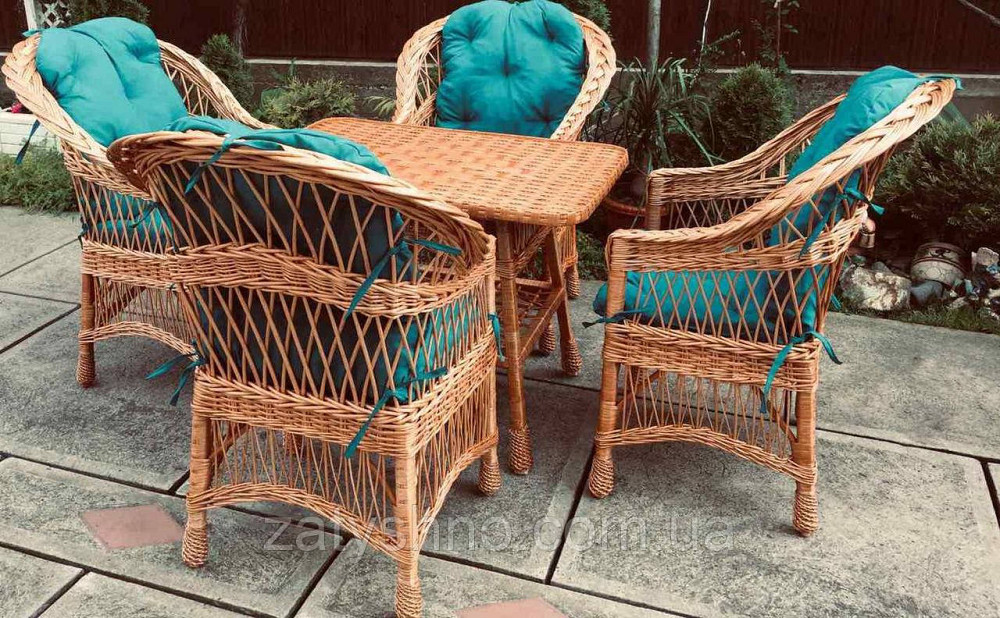 Плетені меблі з накидками |  Комплект плетених меблів | меблі з лози зі столом Київ - фото 4