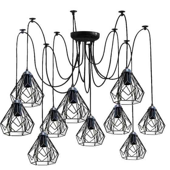 Подвесная люстра паук лофт 10 ламп Е27 черная Milan 538-10 Одесса