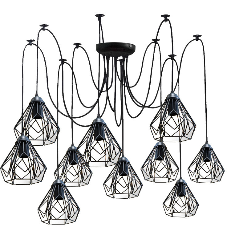 Подвесная люстра паук лофт 10 ламп Е27 черная Milan 538-10 Одесса - изображение 1