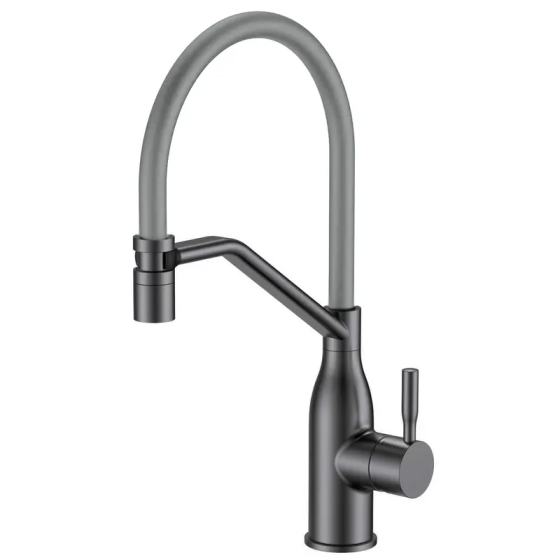 Змішувач для кухні MIXXUS PREMIUM GRAVITY 017 (NUT) GRAPHITE REFL.GRAY (Колір графіт та силіконовий вилив сірий) (MI8409) ( 14596 Харьков