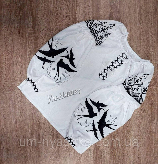 Жіноча вишиванка з чорною вишивкою на домотканному полотні Ластівки Кривий Ріг - фото 6