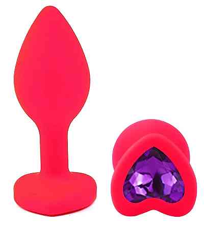 Силиконовая анальная пробка EGZO - Silicone Pink Heart Plug Purple, size S Sex Aura Киев