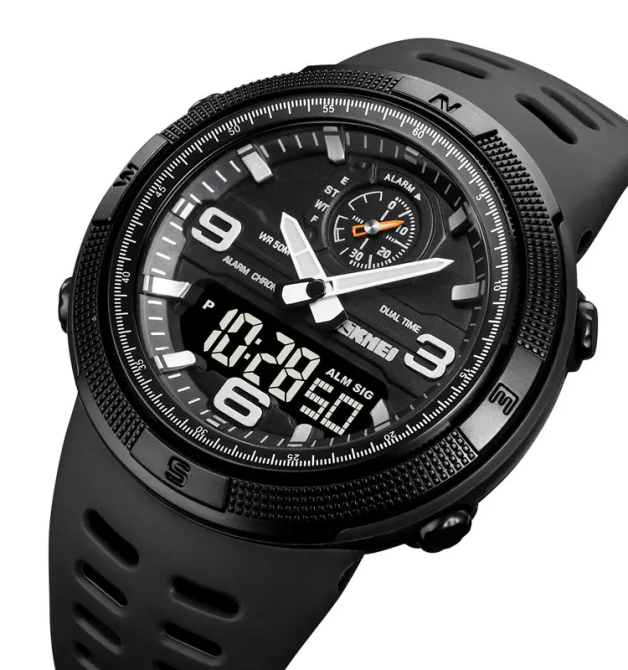 Чоловічий спортивний годинник Skmei 1655 (Чорний з чорним табло) Вінниця - фото 3