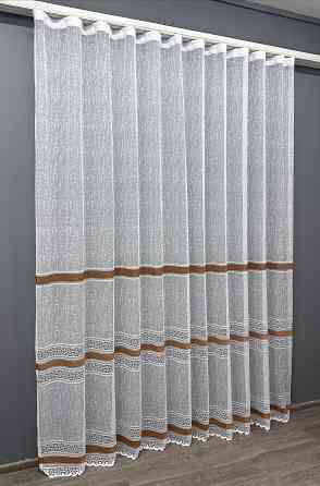 Тюль VR-Textil 1550т Bari Жакард Білий з коричневим 300х270 см (42-0474) Київ