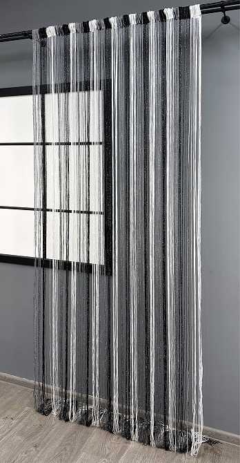 Шторы-нити с люрексом Графитовый с черным и белым 300х300см 1 шт (61-102) Киев - изображение 4