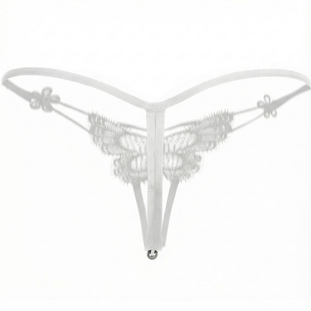 Трусики стрінги метелик мереживні з намистинами та доступом M/L білі Вінниця - фото 7