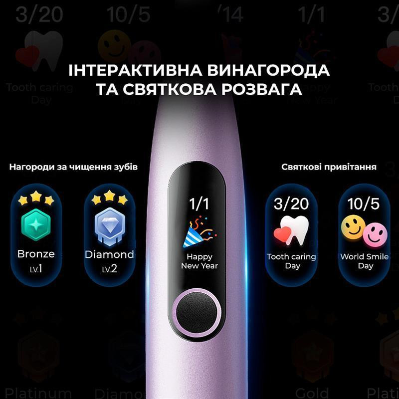 Розумна зубна електрощітка Oclean X Pro Digital Electric Toothbrush Purple (6970810553475) ( Purple ) Харків - фото 9