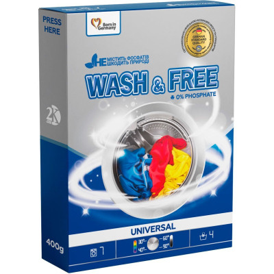 Пральний порошок Wash&amp;Free Universal 400 г (4262396140920) Вінниця - фото 1