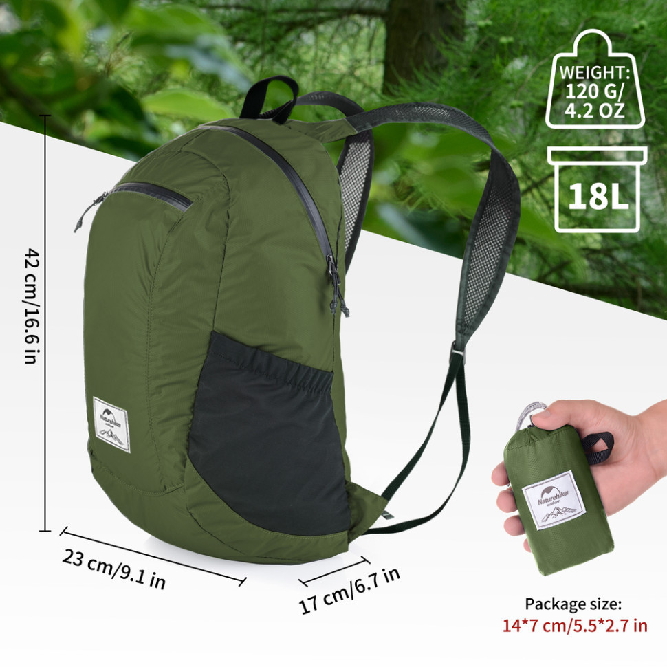 Рюкзак туристический сверхлегкий Naturehike Ultralight NH17A012-B (18 л) Зеленый Винница - изображение 3