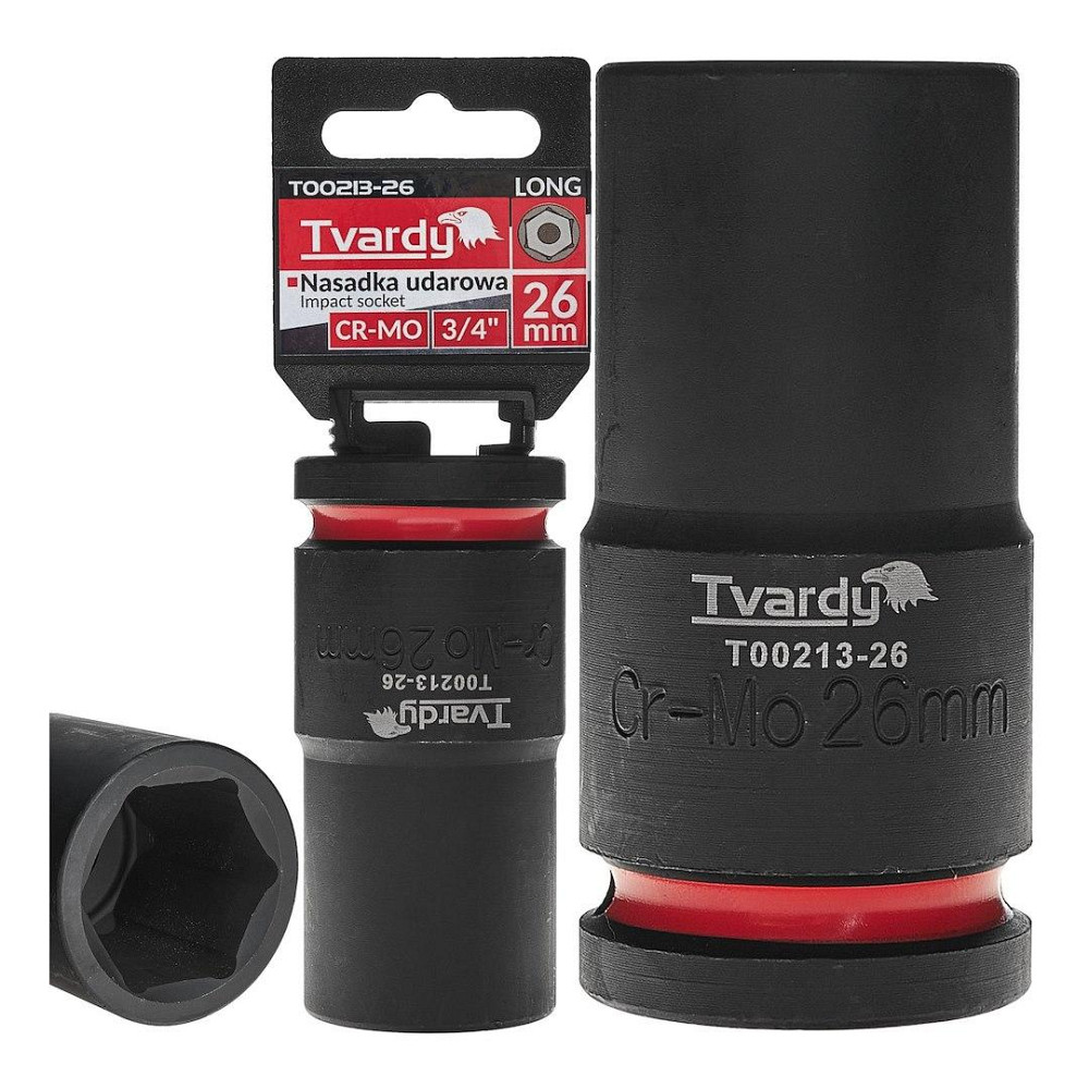 Головка ударна "Tvardy" з хром-молібденової сталі (Cr-Mo)  3/4"  6-гранна довга 26 мм Киев - изображение 2