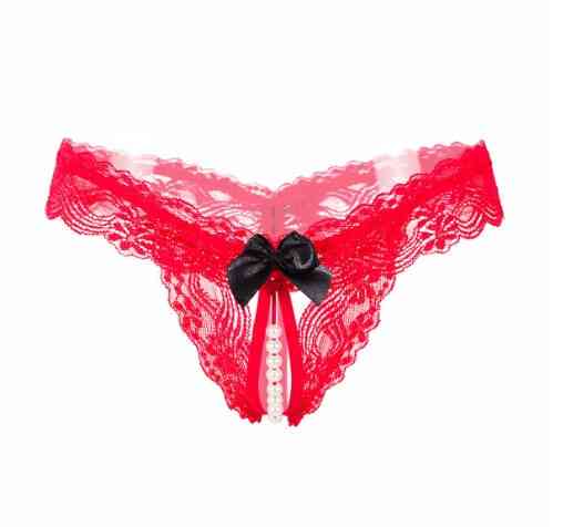Стрінги з бусинками та бантиком червоні - розмір універсальний (на резинці), 15% нейлон, 85% поліестер Київ