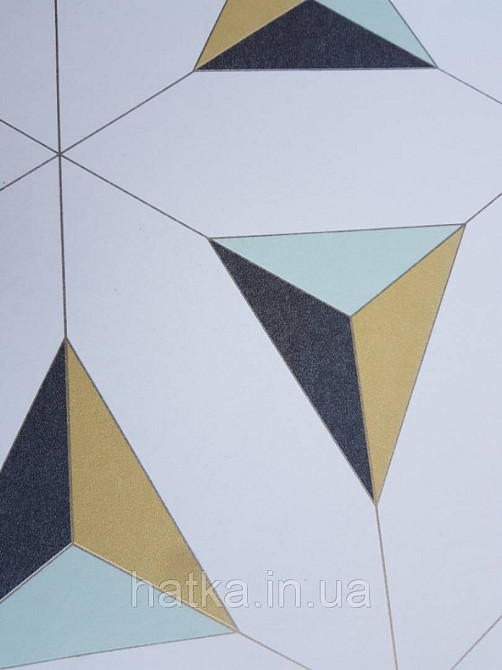 Шпалери флізелінові Decoprint Elisir EL21071 геометричні фігури 3д чорні жовті салатові на білому тлі Київ - фото 2