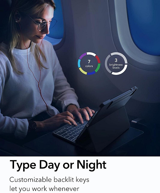 Б/У Чехол-клавиатура ESR Ascend Lit для iPad Air 13 2024 и iPad Pro 12.9 iPad Pro 6/5/4/3 поколения 2022 2021 2020 и 2018 лет Днепр - изображение 7