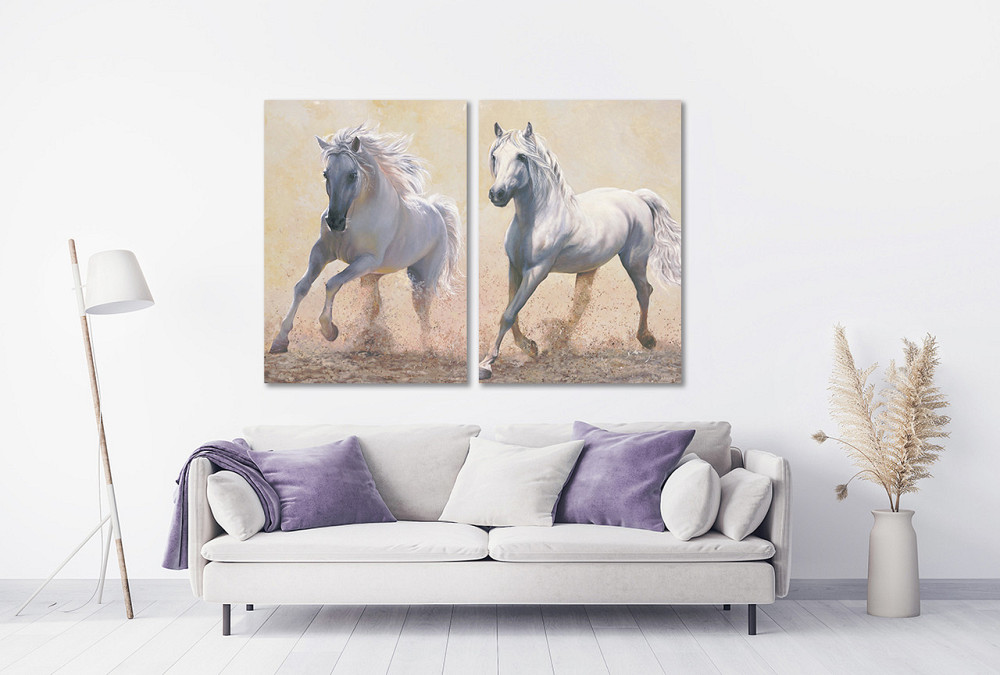 Модульная картина в гостиную / спальню  Пара Коней TLV-2_051 70x102 см Киев - изображение 2