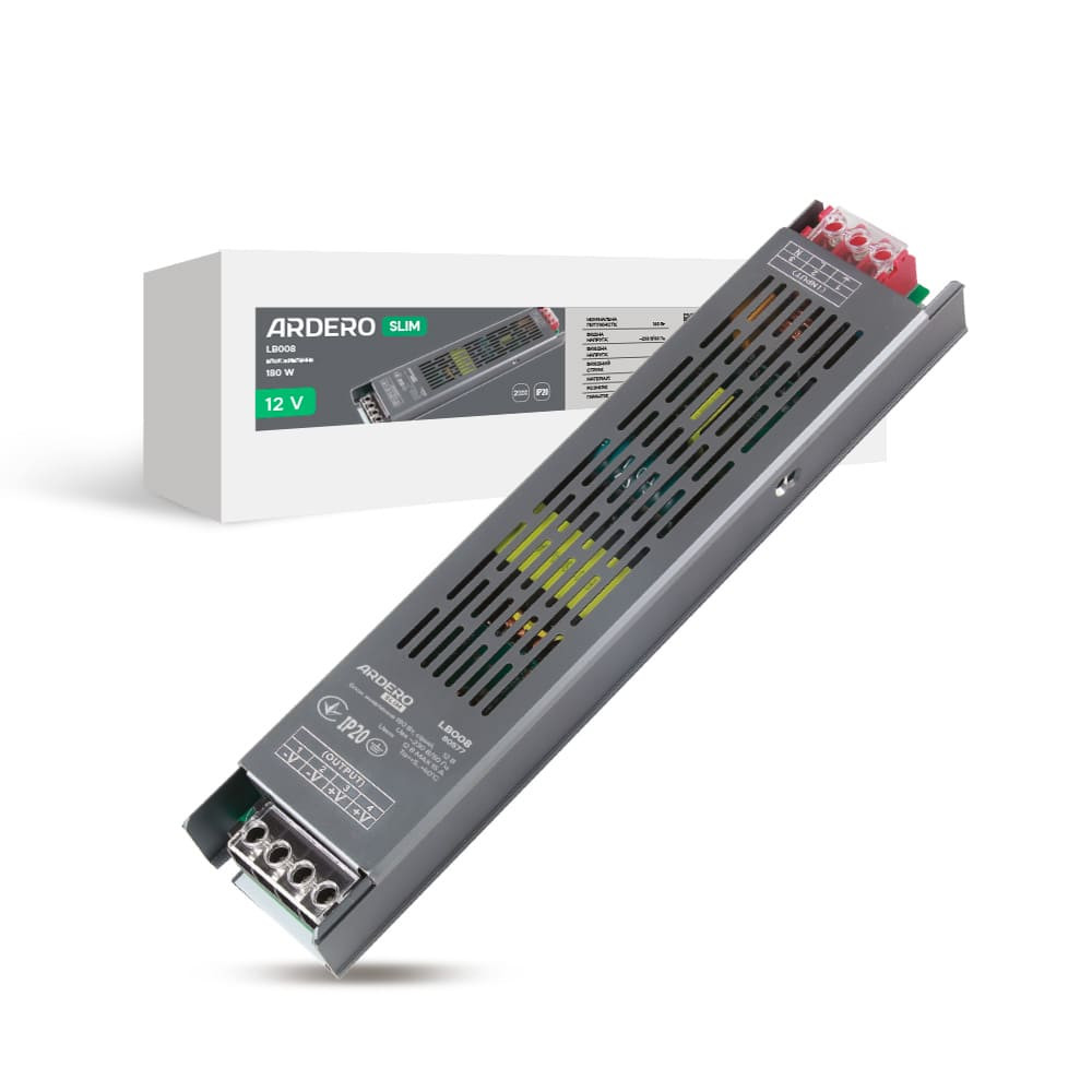 Блок живлення для LED стрічки Ardero LB008 12В 180Вт Харків - фото 1