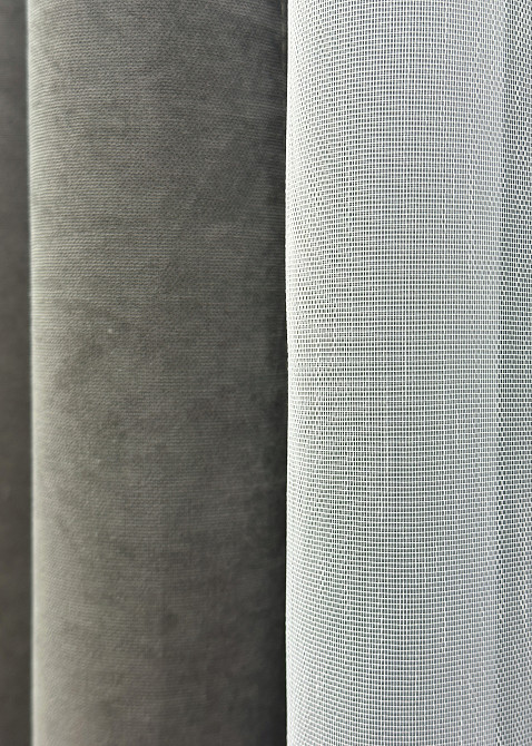 Комплект штор VR-Textil Мікровелюр Petek 200х270 2шт і Тюль 600х270 1702ш-1153т Сірий з білим 71-056/7 Київ - фото 6