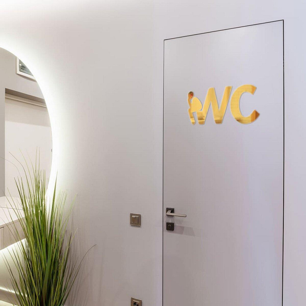 Зеркальный декор акриловый самоклеющийся WC золото, 3шт (D) SW-00002525 Днепр - изображение 6