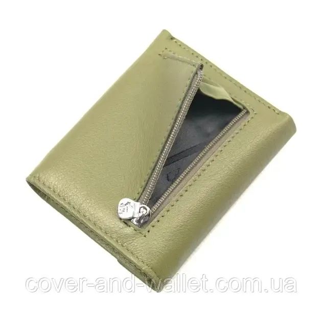 Компактный женский кошелек из натуральной кожи оливкового цвета Marco Coverna MC 2201 Киев - изображение 4