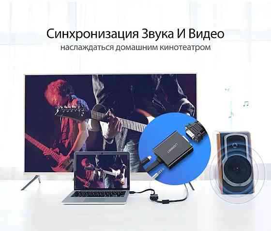 Відеоадаптер відео перехідник адаптер UGREEN MM103 HDMI - VGA 25cm, колір чорний UGR-40248 Одеса