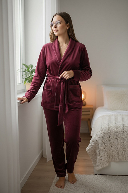 Домашній костюм шаль Бордовий 2XL Харків - фото 7