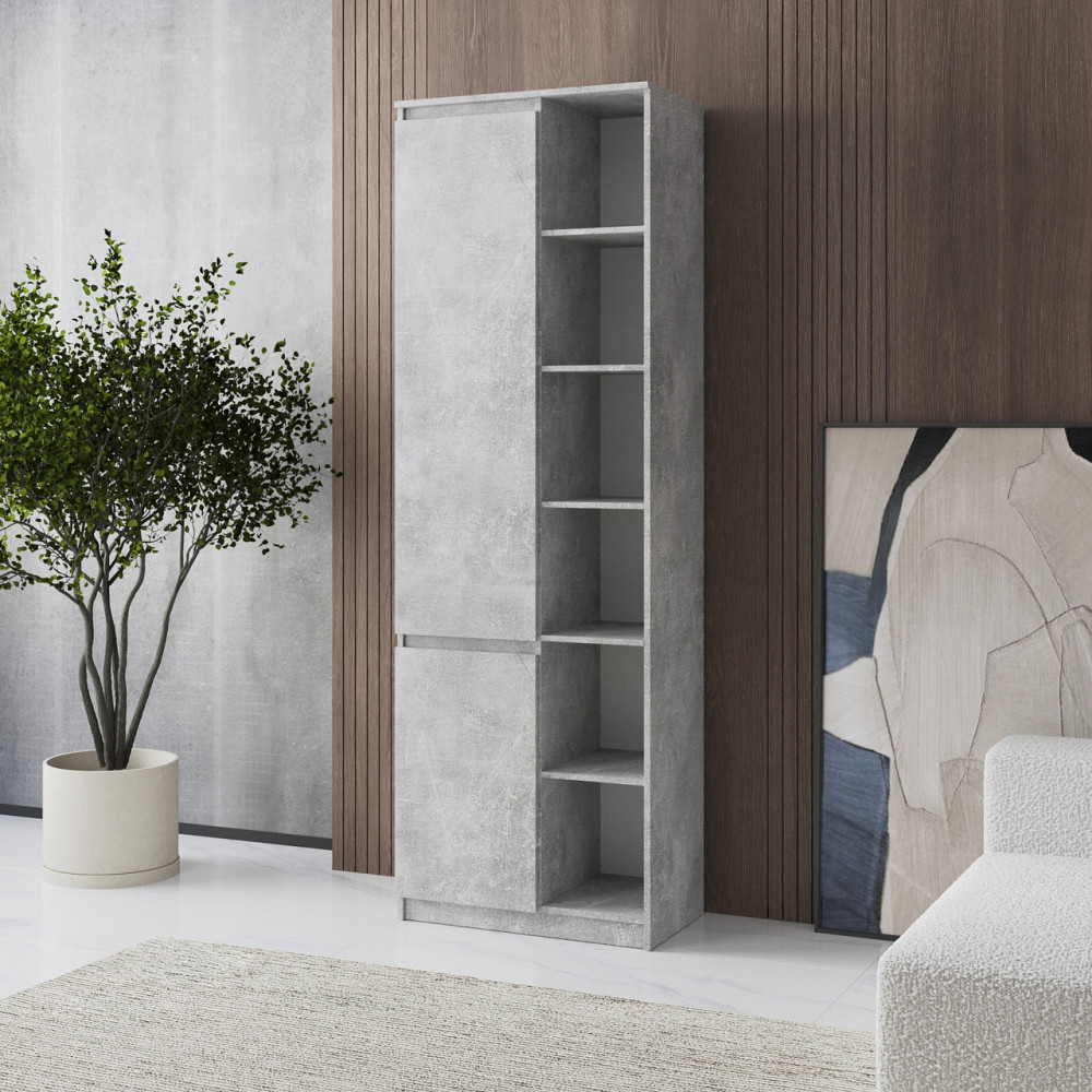 Шкаф для книг VAYS, пенал с полками R-27 Бетон Львов - изображение 1