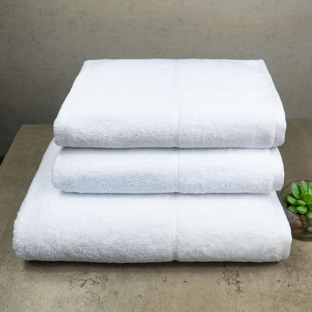 Набор полотенец велюр/махра 3шт GM Textile 50x90см, 50x90см, 70x140см Premium Milado 550г/м2 (Белый) Сумы - изображение 1