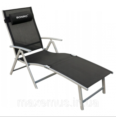 Раскладное садовое кресло лежак Bonro B G 0 0 8 шезлонг складной алюминиевая рама черный Мостиска