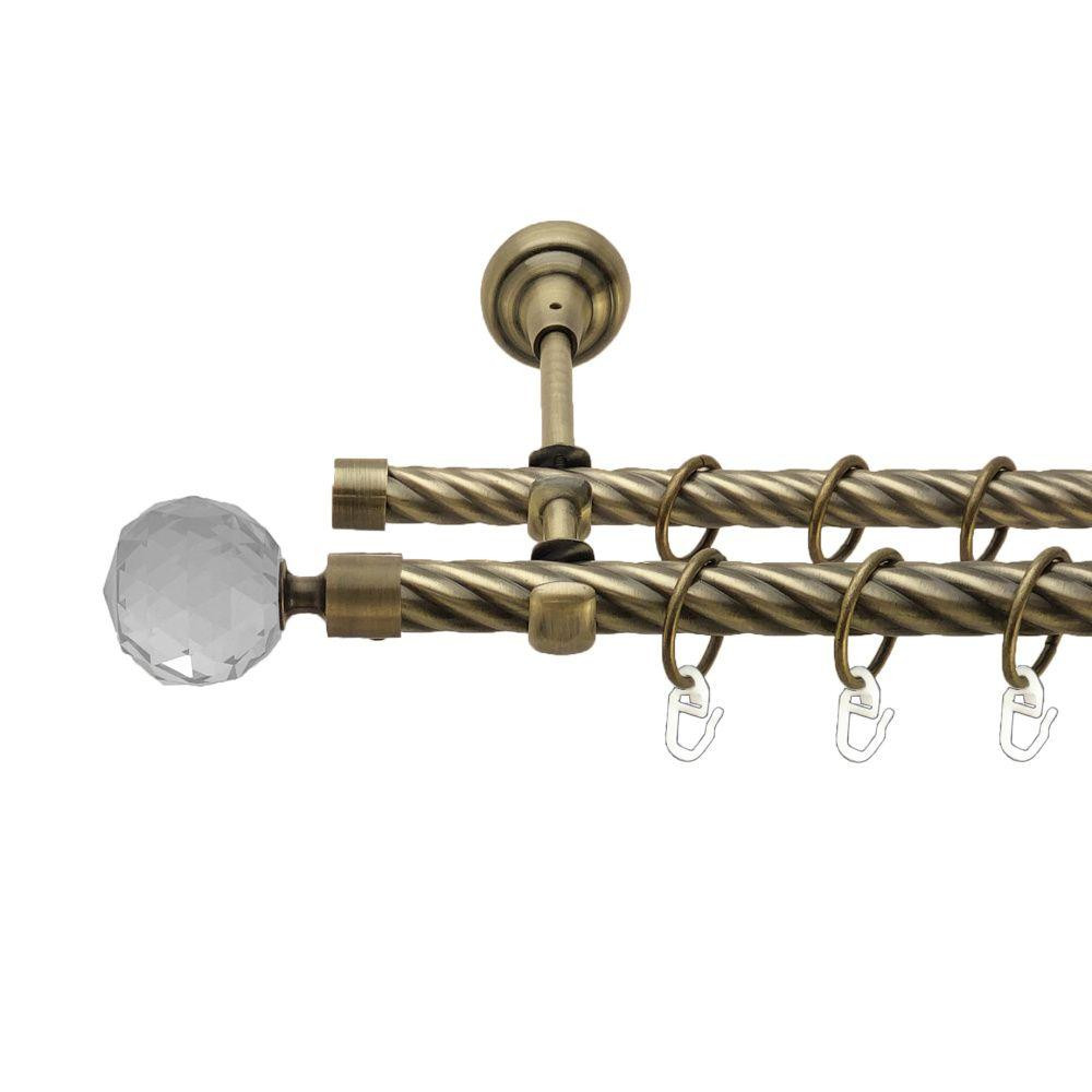 Карниз Orvit Люміера металевий дворядний відкритий скручена труба кільце металеве Антик 19\16 мм 160 см (00-00017465) Львів - фото 1