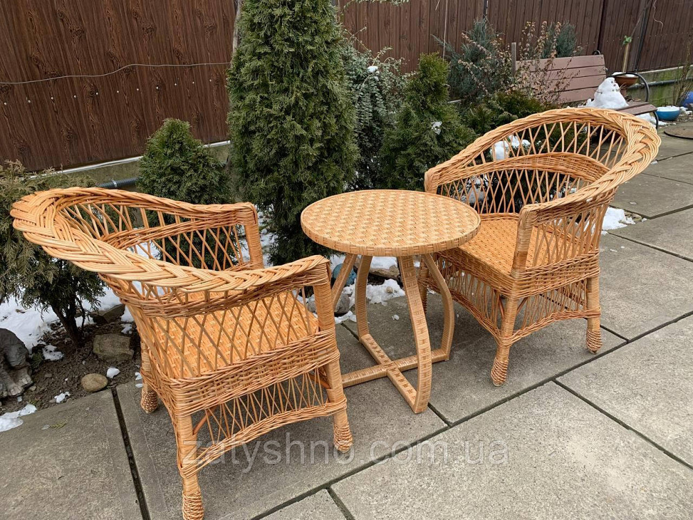 Меблі плетені з круглим столом натурального кольору Київ - фото 3