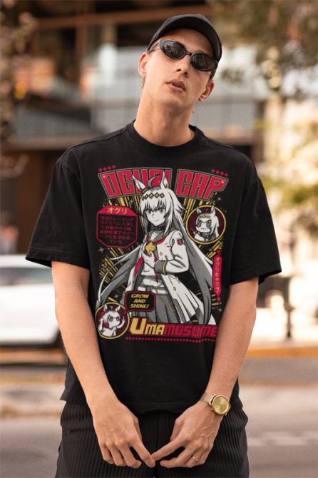 Футболка мужская аниме Огури Кап Ума Мусуме оверсайз (S/M/L) Черний AnimeJ0001 Днепр - изображение 3