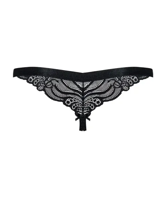 Мереживні танги з доступом Obsessive 828-THC-1 crotchless thong L/XL, чорні Львов - изображение 6