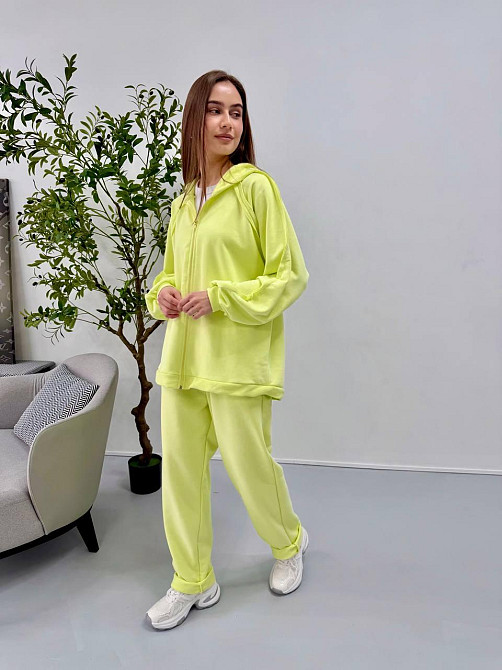 Женский стильный повседневный костюм двойка, турецкая петля хлопок Лайм Одесса - изображение 7