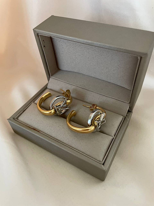 Сережки LV колечки покриття золото 18К Одеса - фото 1