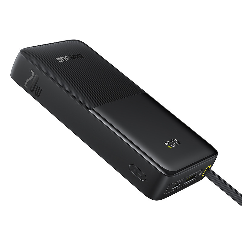 Зовнішній акумулятор Baseus Bipow 2 Digital Display Power Bank With Built-in USB-C Cable 20000mah 20W Cluster Black Київ - фото 4