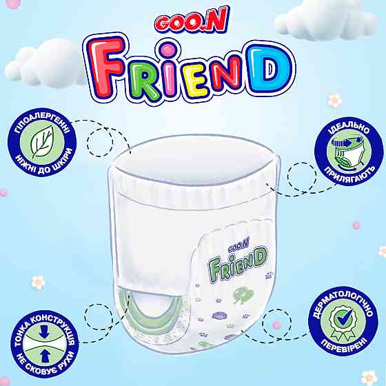 Трусики-підгузки Goo.N Friend для дітей 9-14 кг (розмір 4(L), 30 шт) Дніпро
