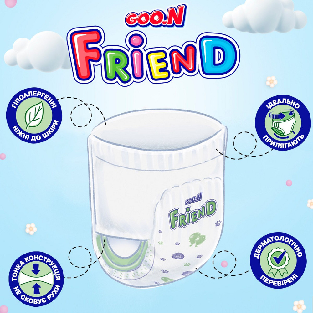 Трусики-підгузки Goo.N Friend для дітей 9-14 кг (розмір 4(L), 30 шт) Дніпро - фото 2