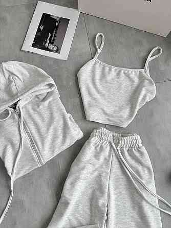 Жіночий повсякденний костюм-трійка: кофта топ і штани двонитка Меланж, 46/48 Одеса