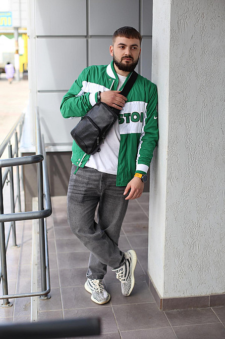 Слінг із натуральної шкіри, шкіряна сумка через плече SKILL Kved (Чорна) Суми - фото 2