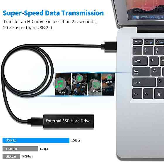 Кабель PremiumCord USB 3.2 Gen 2 A→C чорний 0.5 м SuperSpeed 10 Gbit/s 60W (20V/3A) для заряджання та передачі даних Київ